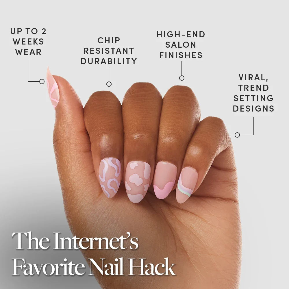 Wild Card press-on nail set - XS to L sizing, pastel design