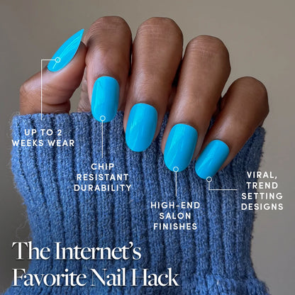 Azure Blue press-on nail set - XS to L sizing, summer design