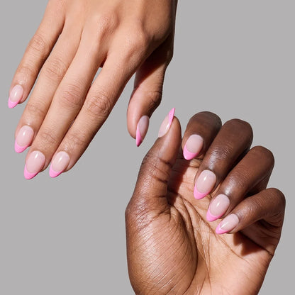 Bubble Gum Glaze press-on nail set - XS to L sizing, french tip design