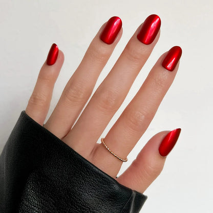 Cherry Glaze jelly glaze press-on nails - round shape, front view