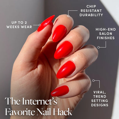 Fiery Red press-on nail set - XS to L sizing, berry design