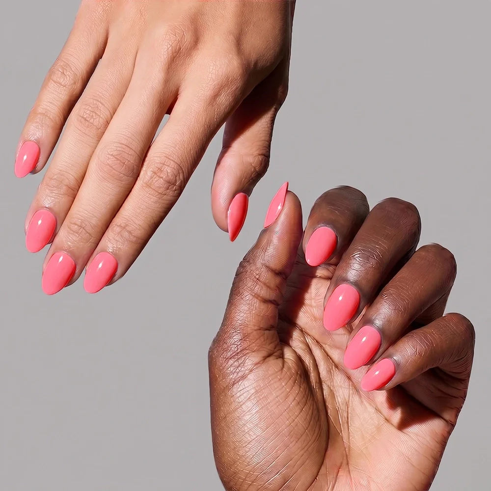 Flamingo Pink press-on nail set - XS to L sizing, summer design