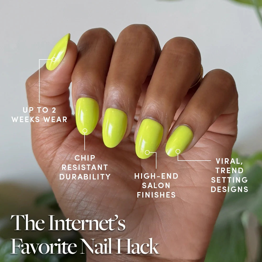 Lime Green press-on nail set - XS to L sizing, summer design