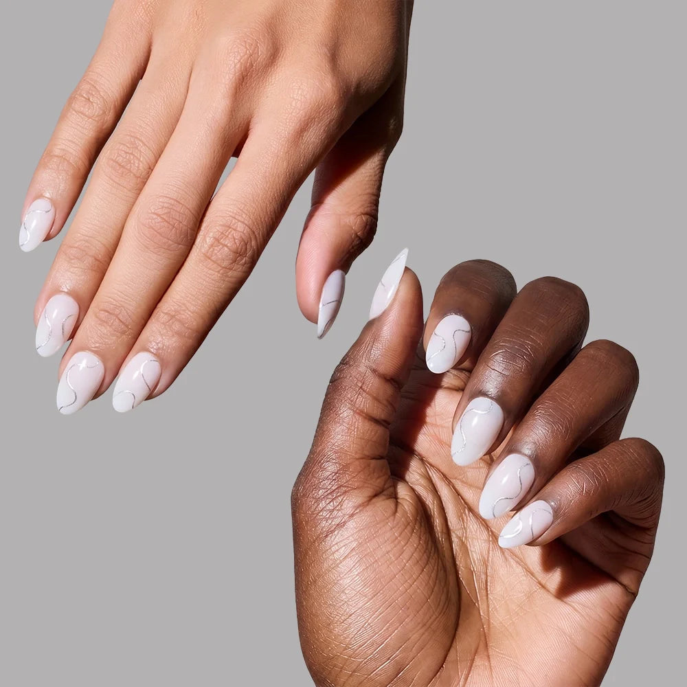 Silent Night press-on nail set - XS to L sizing, milky cloud dancer design