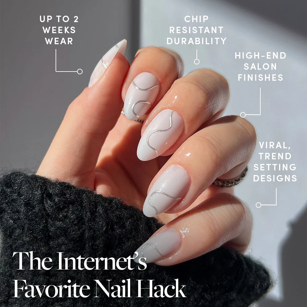 Silent Night press-on nails close-up texture detail - milky cloud dancer finish, US shipping