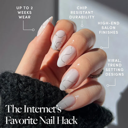 Silent Night press-on nails close-up texture detail - milky cloud dancer finish, US shipping