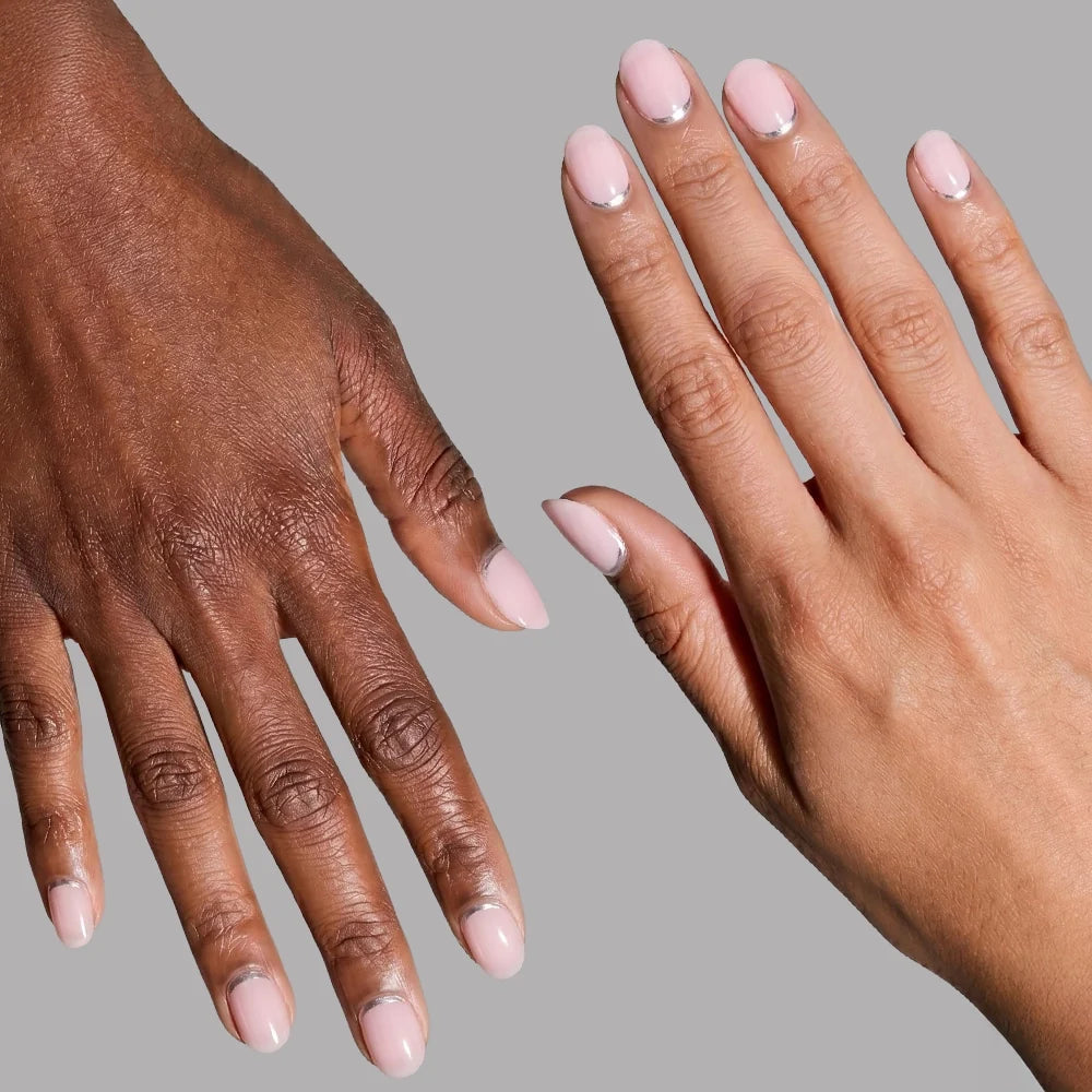 Silver Belle press-on nail set - XS to L sizing, pearl-shift design