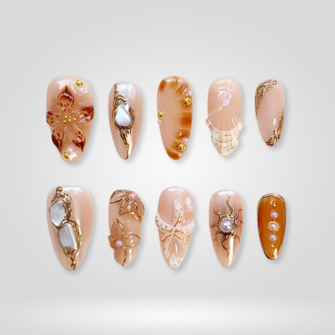 Enchanted Bloom press-on nails - image 9 of 15, cat-eye velvet almond