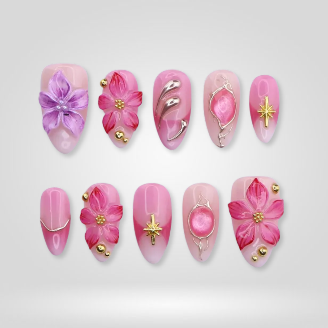 Enchanted Bloom press-on nails - image 11 of 15, cat-eye velvet almond