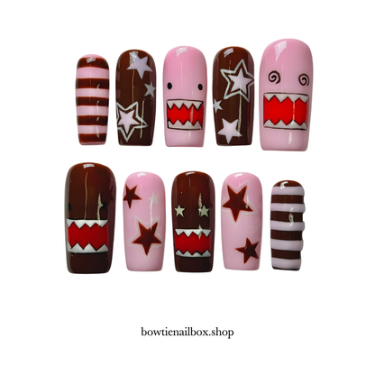 MONSTER MASH soft neutral press-on nails - almond shape, front view