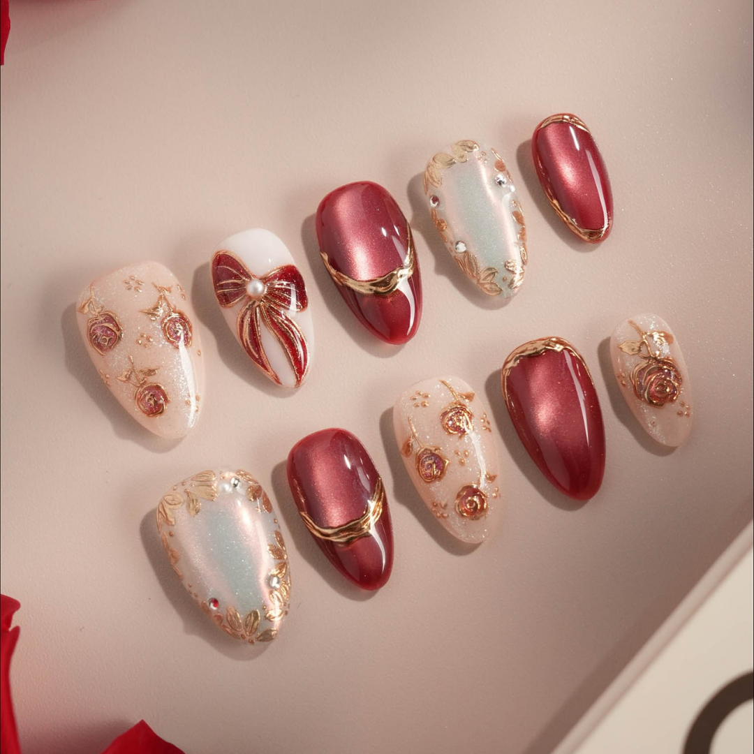 Winter Reverie press-on nails - image 8 of 15, milky cloud dancer almond