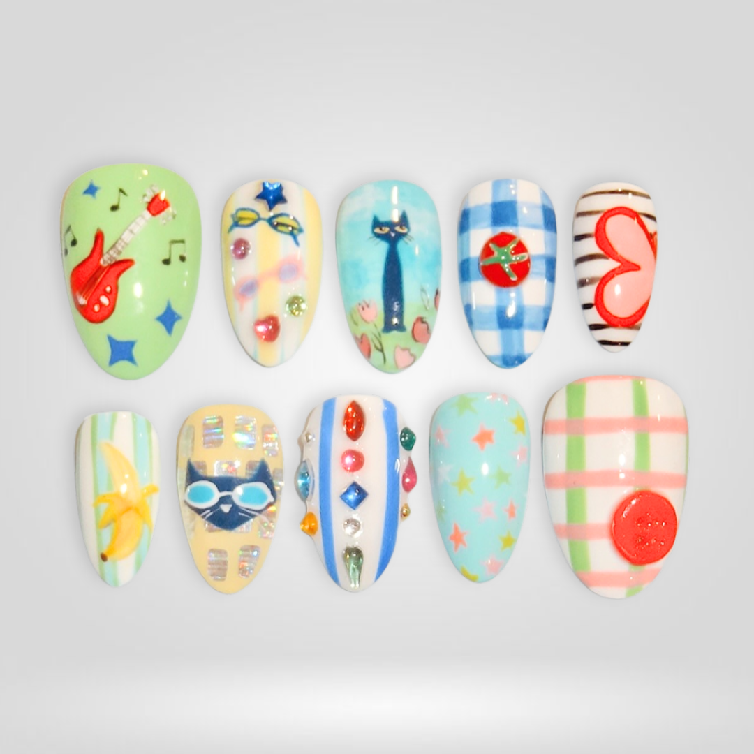Fun Pop butter yellow press-on nails - almond shape, front view
