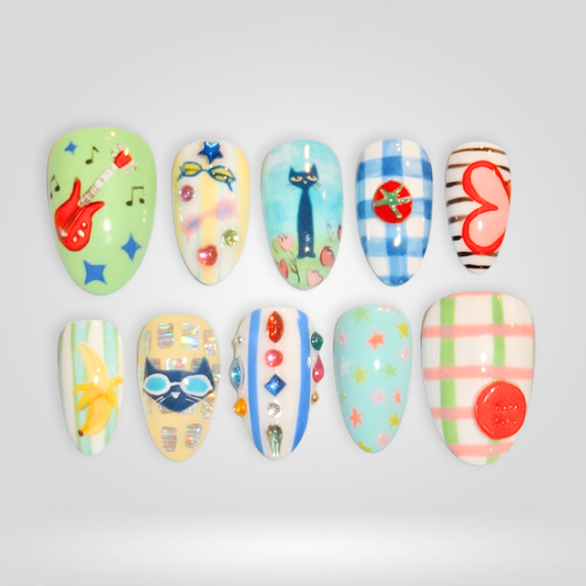 Fun Pop butter yellow press-on nails - almond shape, front view