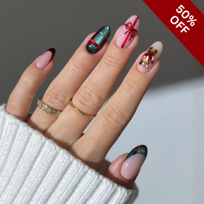 Holiday Whisper ombre gradient press-on nails - almond shape, front view