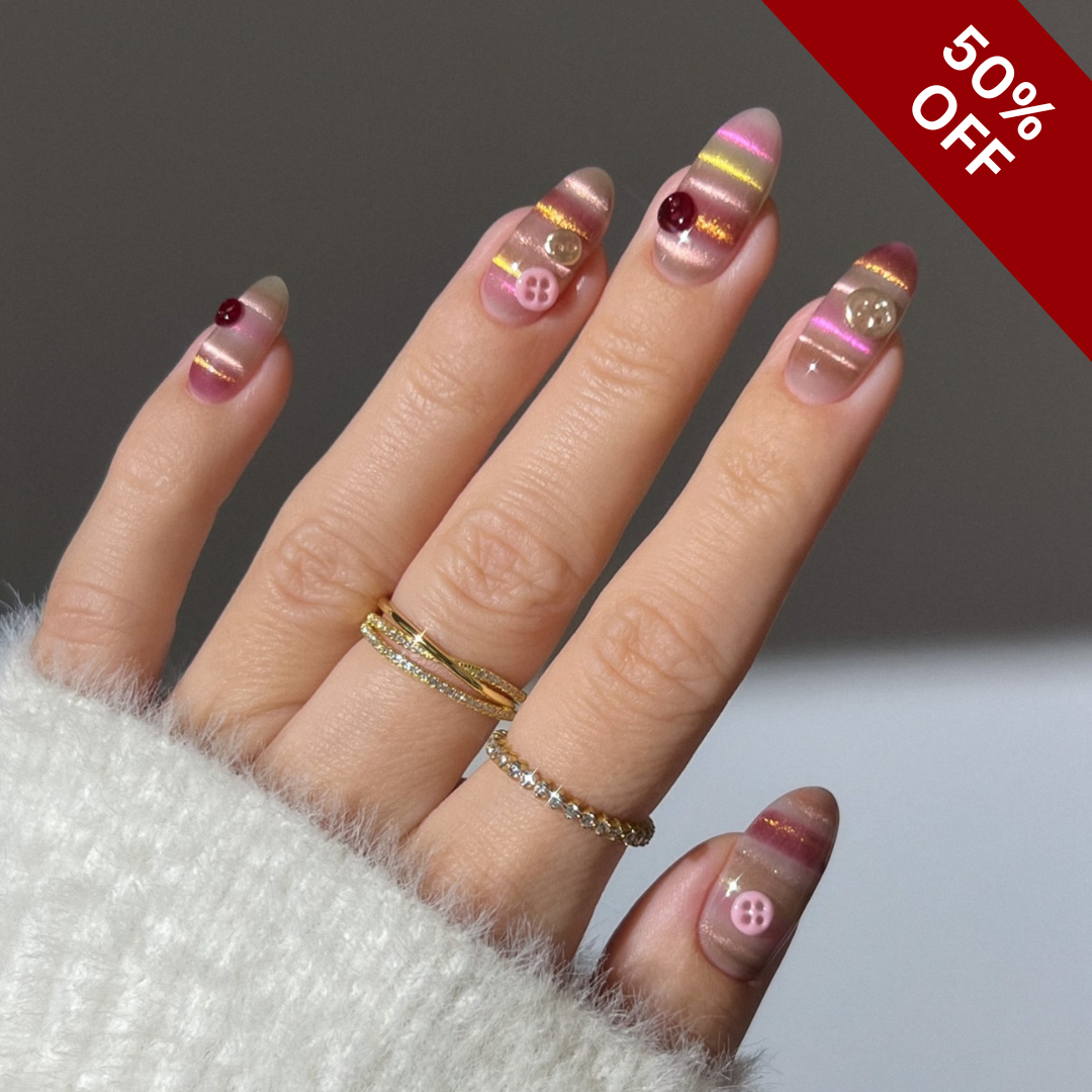 Holiday Whisper press-on nail set - XS to L sizing, ombre gradient design