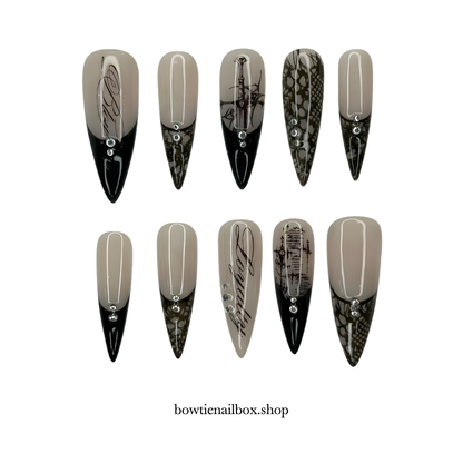 LOYALTY BLOW pearl-shift press-on nails - almond shape, front view