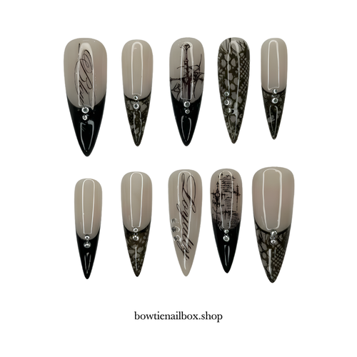 LOYALTY BLOW pearl-shift press-on nails - almond shape, front view