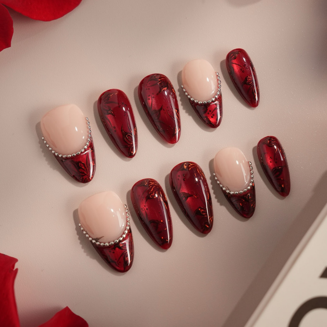 Winter Reverie press-on nails - image 9 of 15, milky cloud dancer almond
