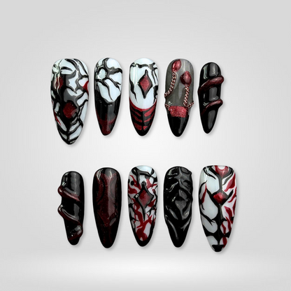 Noir Majesty press-on nails close-up texture detail - vamp finish, US shipping