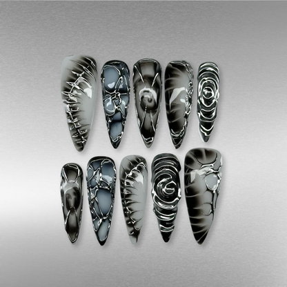 Chrome Crush press-on nails - image 10 of 15, pearl-shift coffin/ballerina