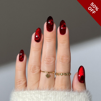 Velvet Valentine press-on nails - image 8 of 12, cat-eye velvet almond