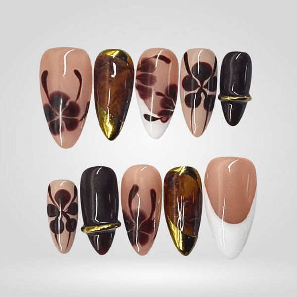 Cocoa Bloom | Floral Almond Press-Ons press-on nail set