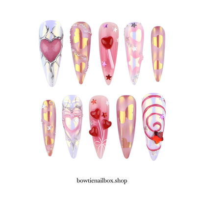 PRISM LOVE pearl-shift press-on nails - oval shape, front view