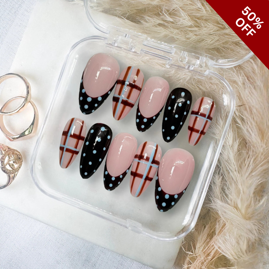 Modern Muse press-on nails - image 6 of 11, polka dot almond