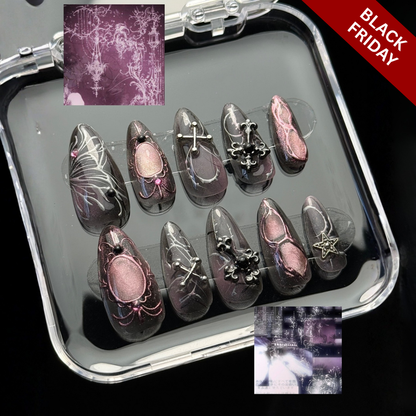 Eternal Chrome press-on nail set - XS to L sizing, 3d sculptural design