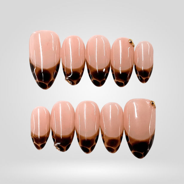 Mocha Fade | Floral Almond Press-Ons press-on nail set