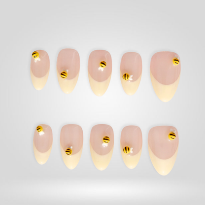 Sweet Meadow press-on nails close-up texture detail - polka dot finish, US shipping