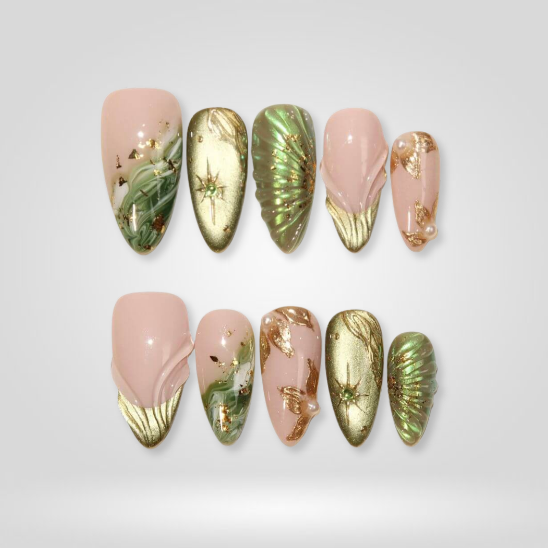 Summer Ocean press-on nails - image 9 of 15, cat-eye velvet almond