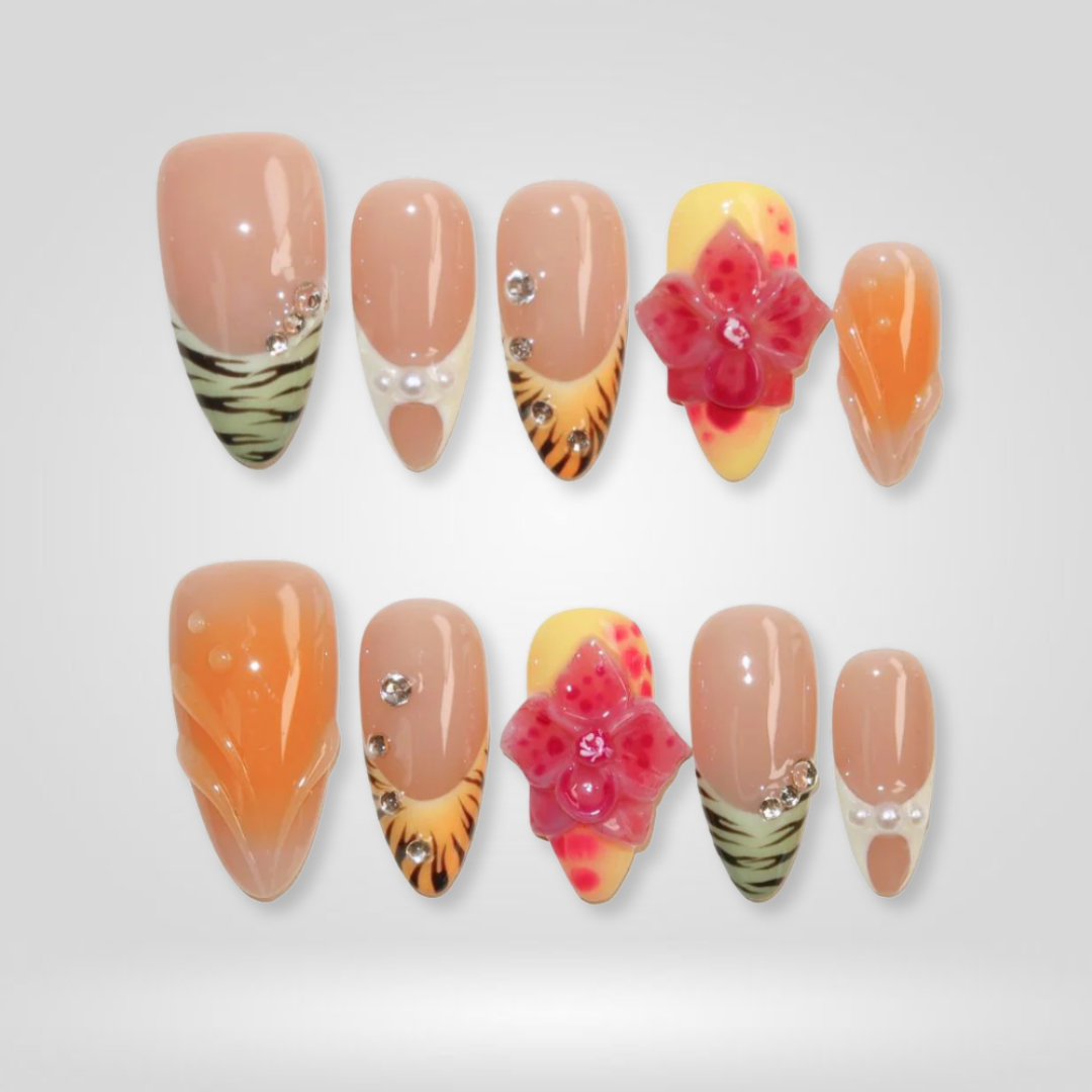 Summer Ocean press-on nails - image 11 of 15, cat-eye velvet almond