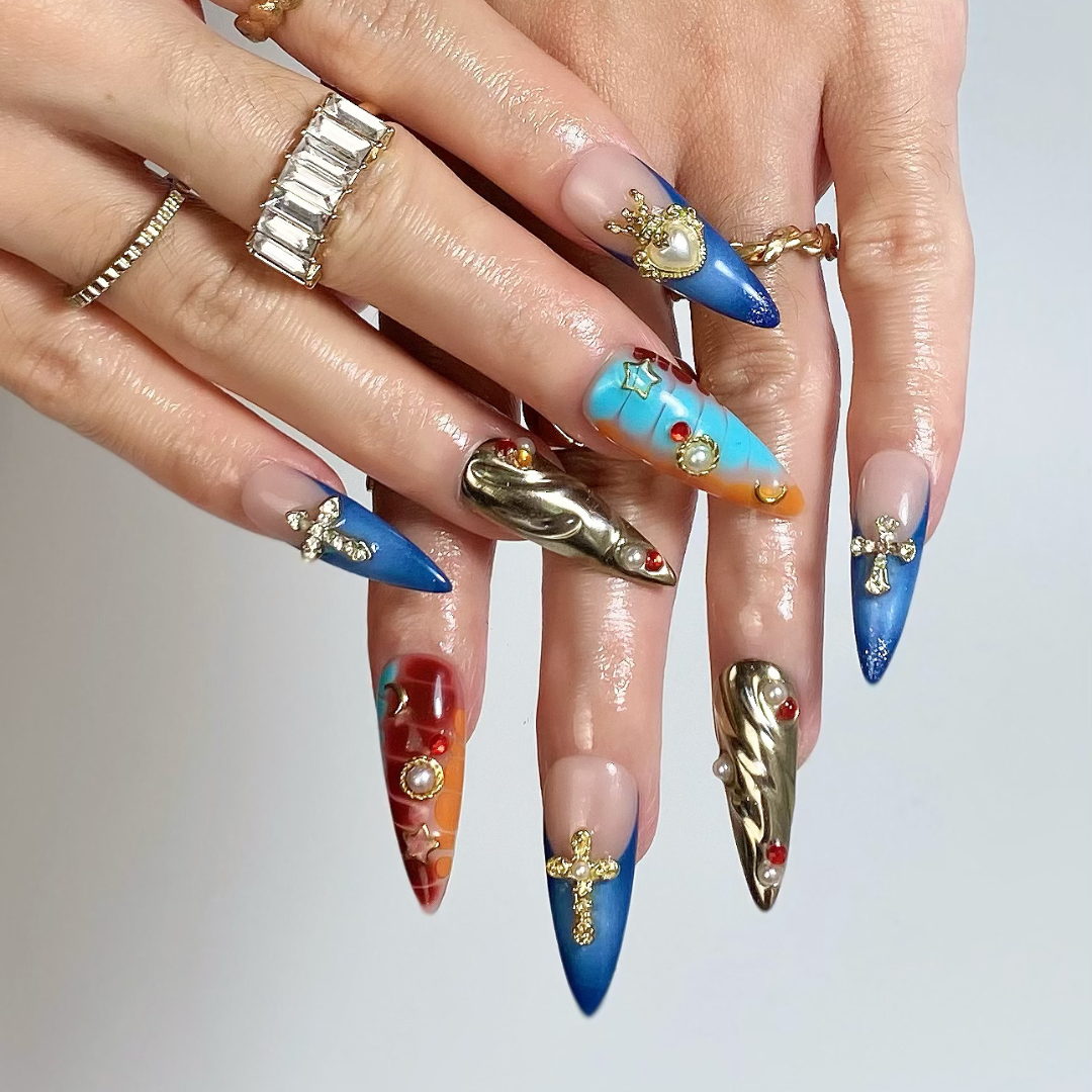 Charm Bloom press-on nails - image 12 of 15, floral almond
