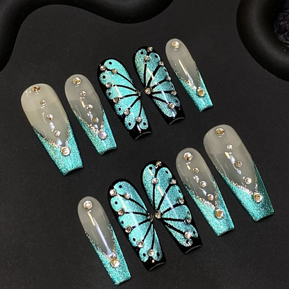 Radiant Burst seasonal press-on nails - coffin/ballerina shape, front view