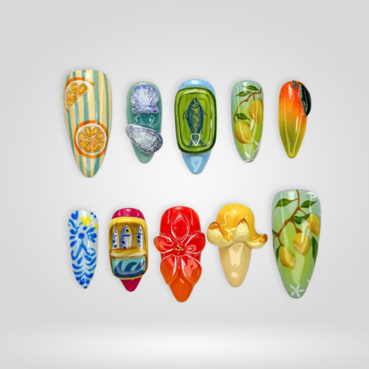 Citrus Market butter yellow press-on nails - almond shape, front view
