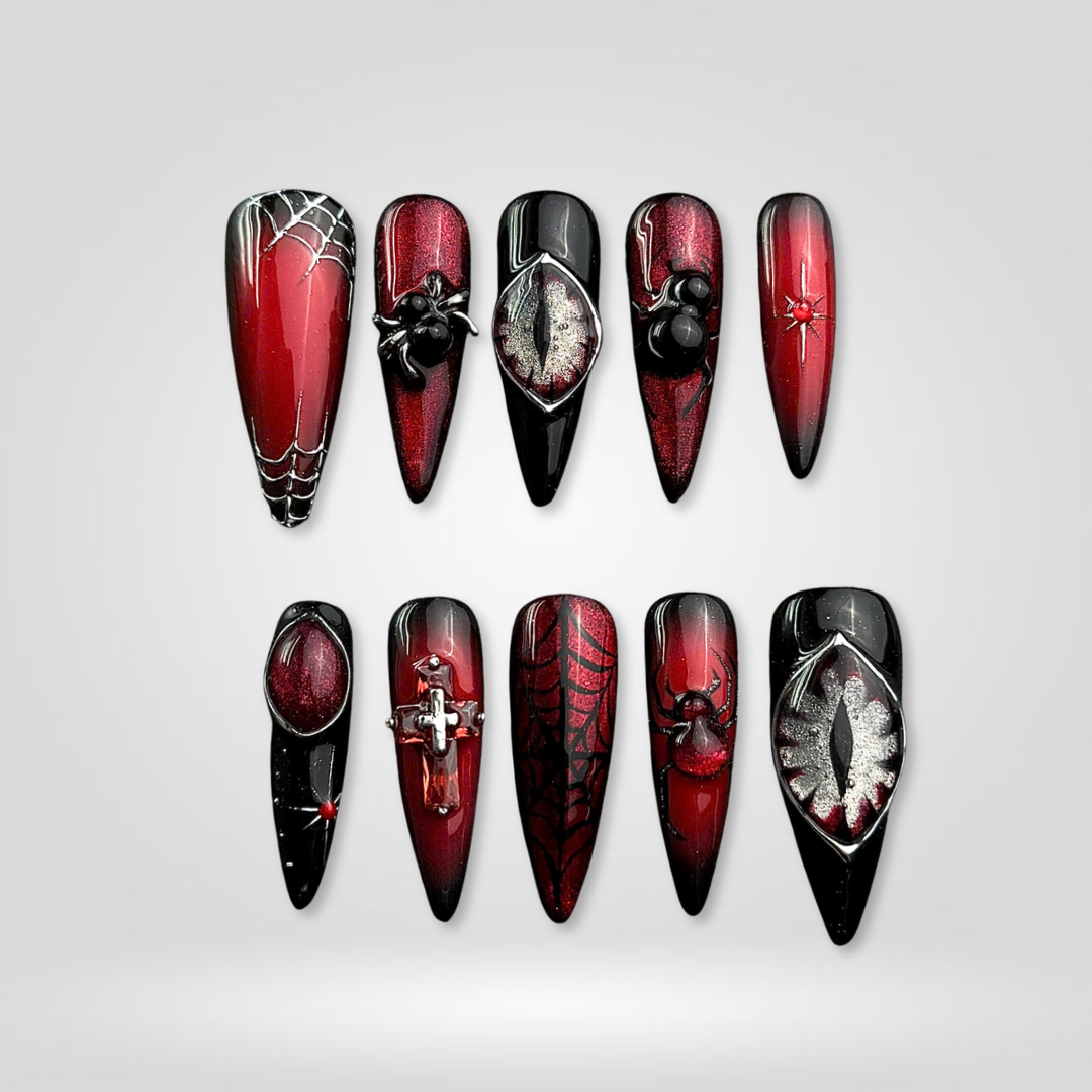 Wicked Beauty seasonal press-on nails - almond shape, front view