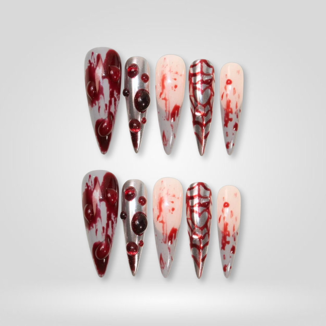 Witches Beauty press-on nails close-up texture detail - seasonal finish, US shipping