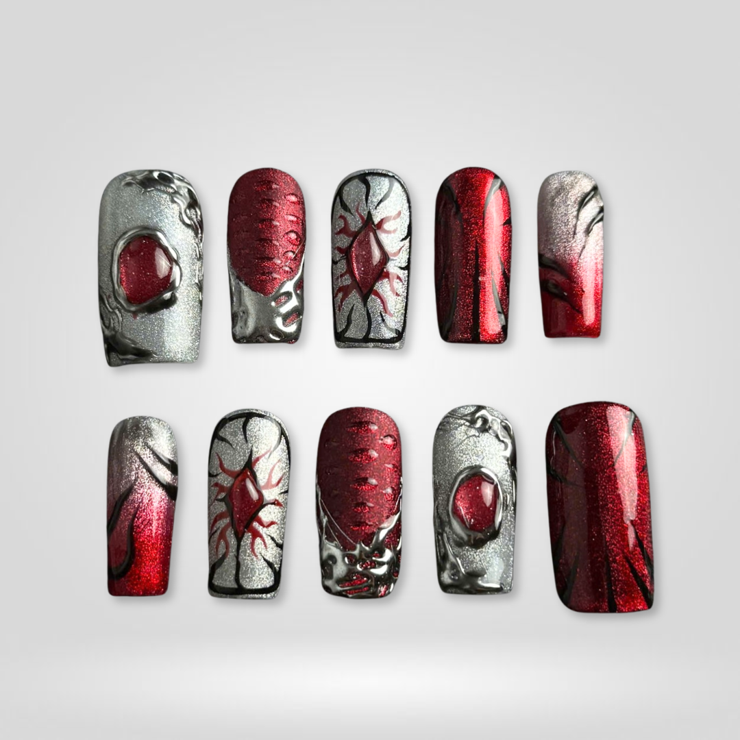Midnight Spell press-on nails close-up texture detail - pearl-shift finish, US shipping