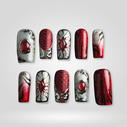 Midnight Spell press-on nails close-up texture detail - pearl-shift finish, US shipping
