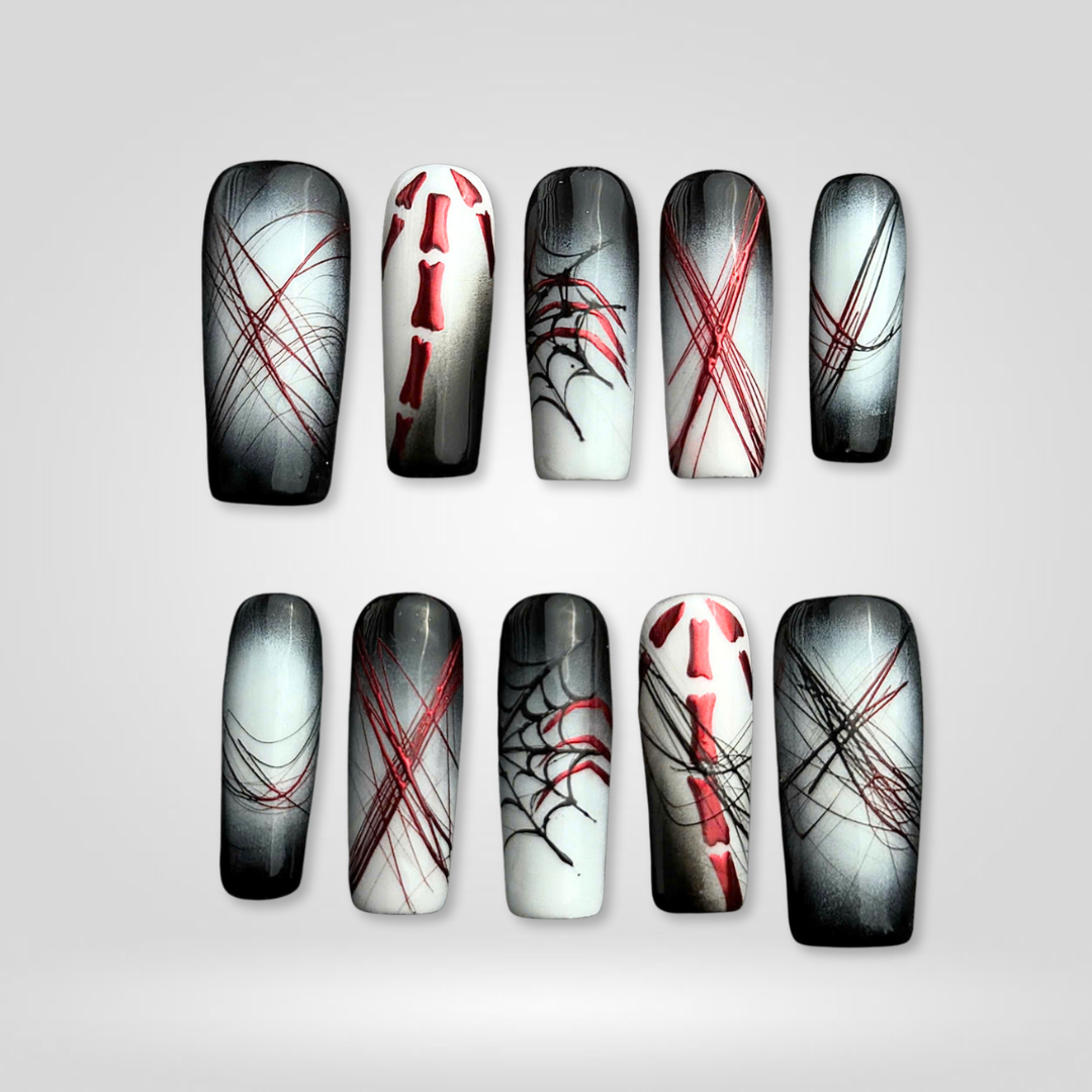 Midnight Spell press-on nail set - XS to L sizing, pearl-shift design