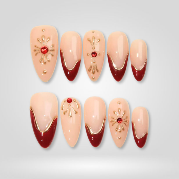Crimson Party | Seasonal Almond Press-Ons press-on nail set