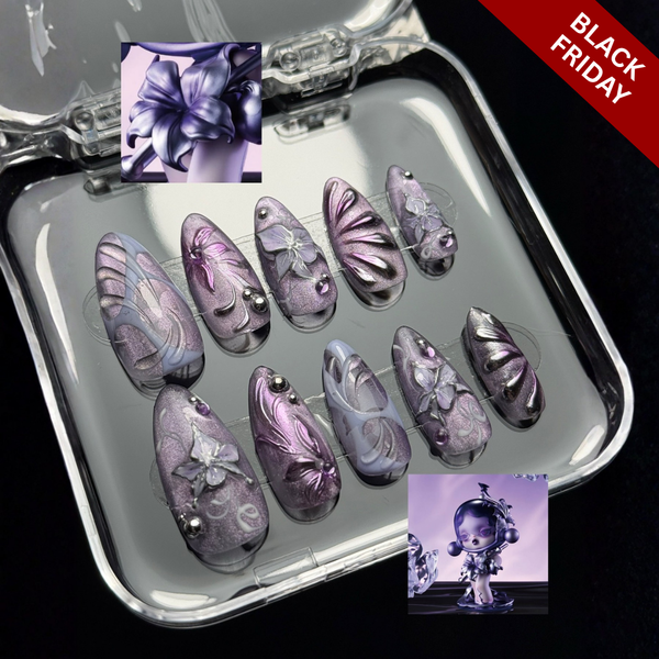 Eternal Chrome | 3D Sculptural Almond Press-Ons press-on nail set