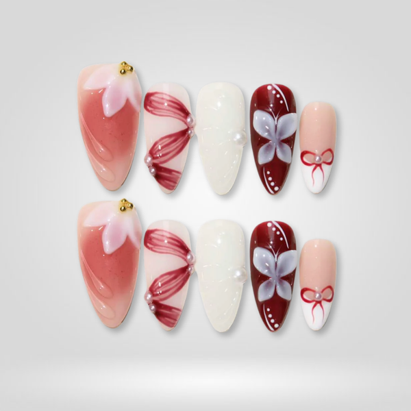 Blush Ribbon | Seasonal Almond Press-Ons press-on nail set