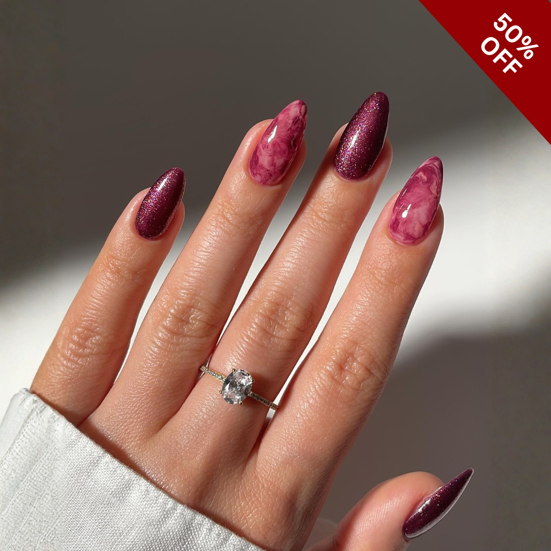 Petal Muse press-on nails close-up texture detail - cat-eye velvet finish, US shipping