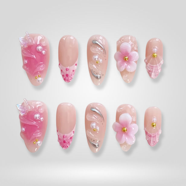 Blush Pearl | Milky Cloud Dancer Almond Press-Ons press-on nail set