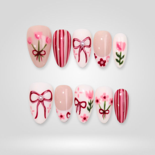 Leaf Dew | Floral Almond Press-Ons press-on nail set