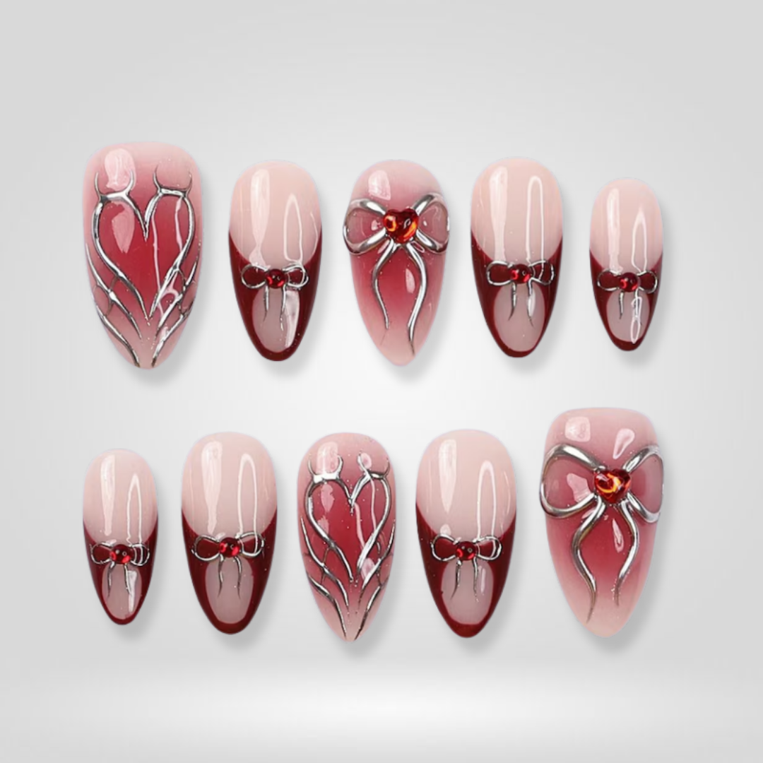 Velvet Kiss cat-eye velvet press-on nails - almond shape, front view