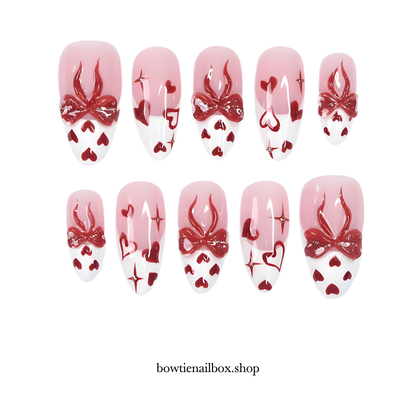 SULTRY FLAME milky cloud dancer press-on nails - almond shape, front view