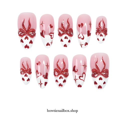 SULTRY FLAME milky cloud dancer press-on nails - almond shape, front view